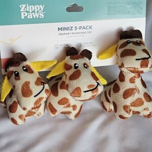 Zippy Paws Miniz 3-pack GIRAFFE Squeaky Plush Dog Toys NWT